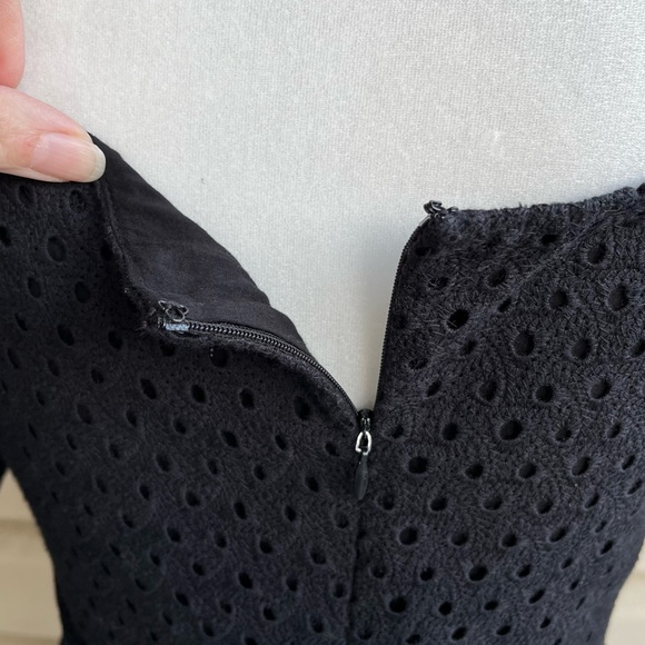 •Line & Dot• Black Eyelet A-Line Dress with Flutter Sleeves - Size Medium - Picture 7 of 9